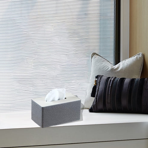 Stylish PU Leather Tissue Box Holder, Square Napkin Holder Pumping Paper Case Dispenser, Facial Tissue Holder with Magnetic Bottom for Home Office Car Automotive Decoration (Gray)