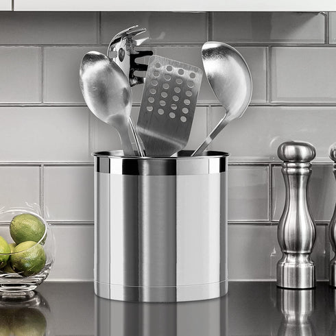 Oggi Steel Holder Utensil Crock, Jumbo, Stainless Steel - 7"