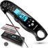 KULUNER TP-01 Waterproof Digital Instant Read Meat Thermometer with 4.6? Folding Probe Backlight & Calibration Function for Cooking Food Candy, BBQ Grill, Liquids,Beef(Black)