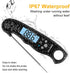 KULUNER TP-01 Waterproof Digital Instant Read Meat Thermometer with 4.6? Folding Probe Backlight & Calibration Function for Cooking Food Candy, BBQ Grill, Liquids,Beef(Black)