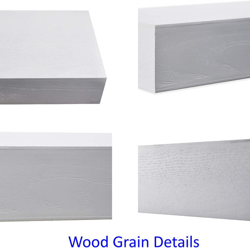 Spiretro Dimension Wooden Floating Shelves Wall Mounted, 16.5 inch Ledge to Storage Organize and Display for Bedroom, Living Room, Bathroom, Kitchen, Office - Set of 2, White