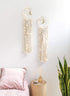 Mkono 2 Pack Macrame Dream Catcher with String Lights Boho Wall Hanging Decor Handmade Circle Moon Dreamcatcher Bohemian Home Ornament for Bedroom Living Room Dorm Nursery, 8''W x 32''L
