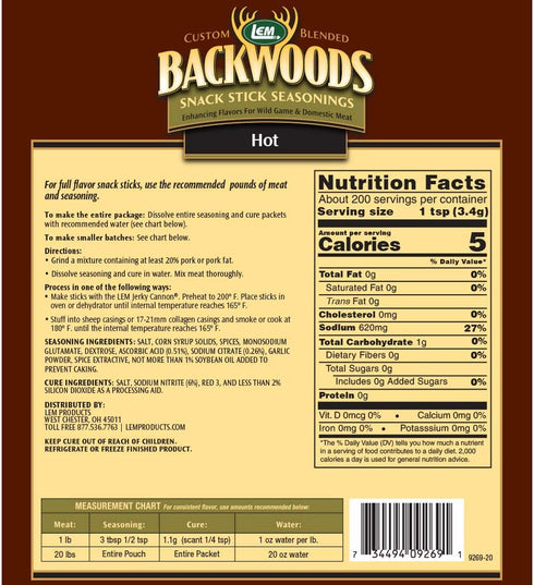 Backwoods Hot Stick Seasoning with Cure Packet