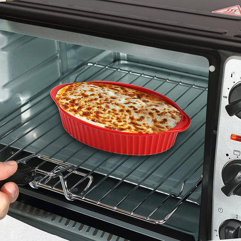 Foraineam Porcelain Oval Baking Dish Set, 2 Pcs Oven Safe Au Gratin Pans Small Table Serving Dishes, Lasagna Pan Crme Brulee Bakeware Set with Double Handles