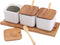 WUWEOT 3 Pack Porcelain Condiment Bowls Set, 12OZ White Ceramic Salt Bowl Condiment Jar Spice Container with Lids Spoons and Tray for Sugar, Serving Tea, Coffee, Spice, Salt