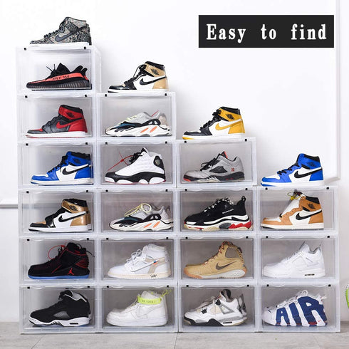 K.T.Z Shoe Boxes,Clear Plastic Shoe Box Magnetic Side Open Stackable Shoe Box ( D Style Transparent, 1 PCS)