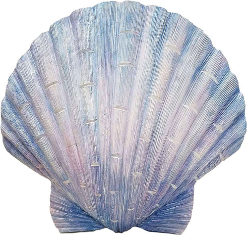 World of Wonders - Ocean Harmony Series - Captiva - Elegant Scallop Seashell Wall Sculpture Hand-Painted Easy Mount Beach House Shabby Chic Sea Life Marine Nautical Home Decor Accent, 8.5-inch