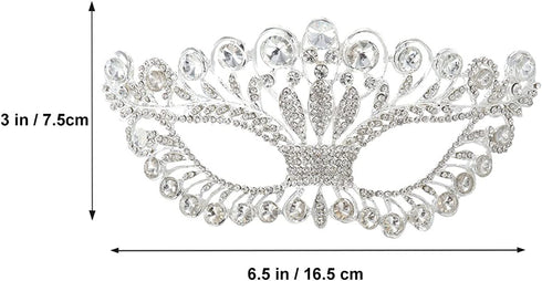 OULII Masquerade Mask Luxury Diamond Rhinestone Fancy Mask Party Crown Mask for Women Lady