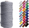HAPYLY Macrame Cord Natual Macrame Cotton Cord DIY Craft Cord Spool Twine Rustic String Cotton Rope for Wall Hanging,Plant Hangers,Crafts,Knitting,Decorative Projects 3mm x100m (Gray)