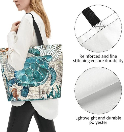 Canvas Tote Bag Large Women Reusable Beach Bags Shoulder Bag Handbag Waterproof for Travel Grocery Shopping