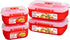 Sistema Heat and Eat 4 Rectangular Food Containers with Lids 1.25L + 2X 525ml | Locking Clips & Steam Release Vents | BPA-Free Microwave Set, 2x 1.25 Litre + 2x 525 ml, Red