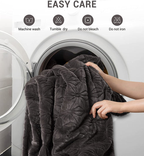 Elegear Faux Fur Throw Blanket - Super Soft Fuzzy Throw Blanket for Couch, Sofa, Bed, Fall, Winter - Cozy Warm Fluffy Decorative Grey Throw Blanket - 50" x 60"