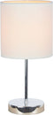 Simple Designs Home LT2007-WHT Chrome Fabric Shade, 5.51" x 5.51" x 11", White Mini Basic Table Lamp