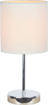 Simple Designs Home LT2007-WHT Chrome Fabric Shade, 5.51" x 5.51" x 11", White Mini Basic Table Lamp