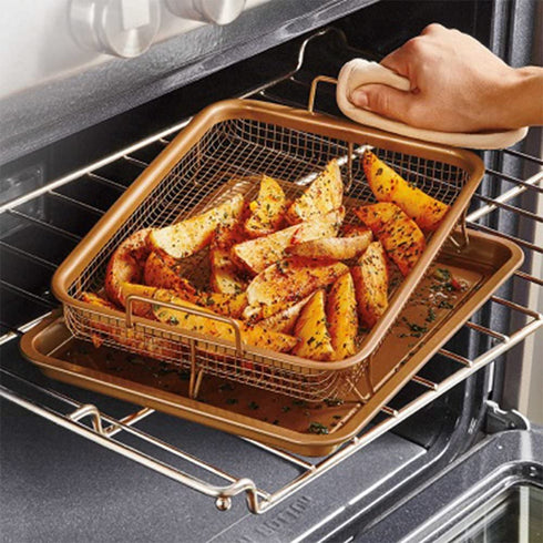 Copper Chef, 2-Piece Non-Stick Bakeware Set for Oven with Crisper Pan and Cookie Sheet, 13 x 9-Inch, N5O4RBL, Copper