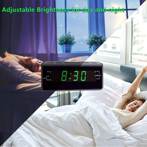 Jingsense Digital Alarm Clock Radio with AM/FM Radio, 1.2? Big Digits Display, Sleep Timer, Dimmer and Battery Backup, Bedside Alarm Clocks with Easy Snooze for Bedrooms, Table, Desk Outlet Powered