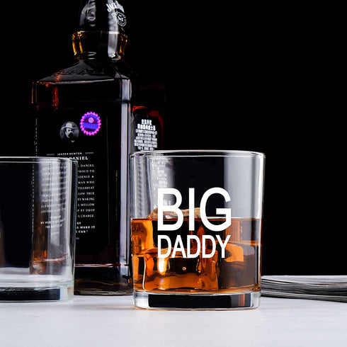 Dad Gift on Father™s Day, Novelty Big Daddy Whiskey Glass, Old Fashioned Glasses, Unique Scotch Glass for Dad, New Dad, Husband, friends, Gift on Father™s Day, Birthday, Christmas, 10 Oz
