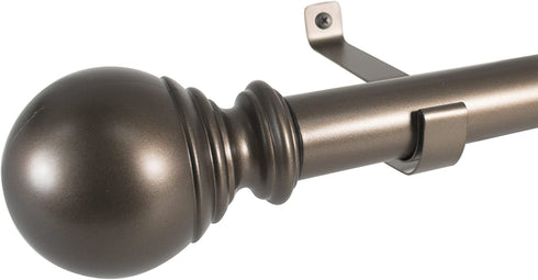 Decopolitan 30409-BZ72 Ball Single Telescoping Drapery Rod Set, Long, Bronze, 72 to 144-Inch