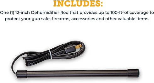 SnapSafe Gun Safe Dehumidifier Rod, Black - Maintenance-Free Plug-in Electric Dehumidifier Eliminates Moisture for Gun Safes & Cabinets to Help Prevent Rust & Corrosion in Your Gun Vault