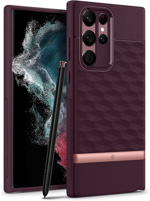 Caseology Parallax for Galaxy S22 Ultra Case Enhanced Ergonomic Design - Burgundy