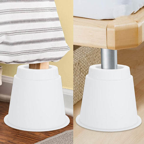 OwnMy 5 Inch Round Circular Bed Risers Bed Lifters Heavy Duty Furniture Risers Lifter for Bed Table Chair Desk Sofa Couch Risers, A Set of 4 (White)