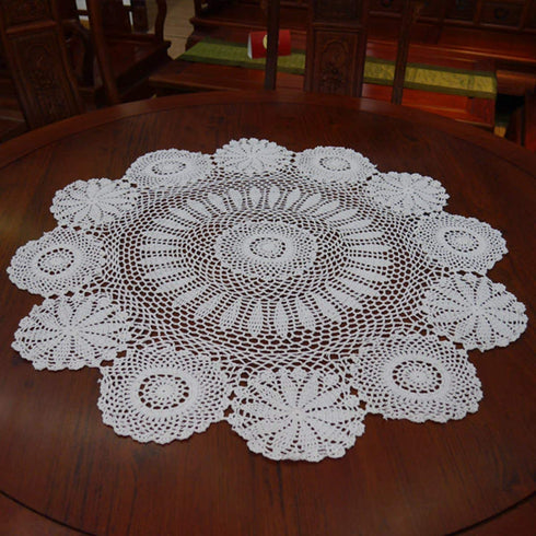 Damanni Cotton Handmade Crochet Lace Tablecloth Doilies Doily,Round,Beige,39 Inch