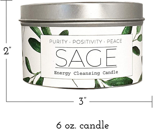 White Sage Smudge Candle for Cleansing House Negative Energy, Hand-Poured by USA Artisan, Perfect for Intention Setting, Meditation, Chakra Healing, Calm Anxiety, Spiritual Gift New Home Essential