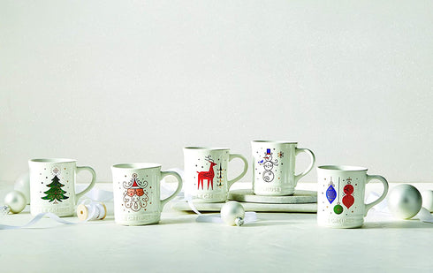 Le Creuset Stoneware Noel Collection: Tree Mug, 14 oz, White w/Applique