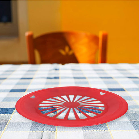 Cabilock 10Pcs Reusable Plastic Paper Plate Holder for Party BBQ and Picnic Round Paper Plate Trays Barbecue Plate Support Plastic Dinnerware