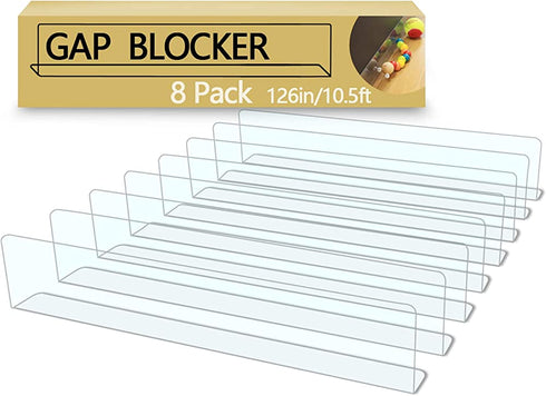 QIYIHOME 8-Pack Toy Blocker, Gap Bumper for Under Furniture, BPA Free Safe PVC with Strong Adhesive, Stop Things Going Under Sofa Couch or Bed, Easy to Install