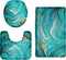 Britimes Bathroom Rug Set of 3, 3 Pieces Bath Mats Set for Bathroom, Green Marble Ripples No Silp Washable Cover Floor Rug Decorations for Kitchen Bathroom Bedroom