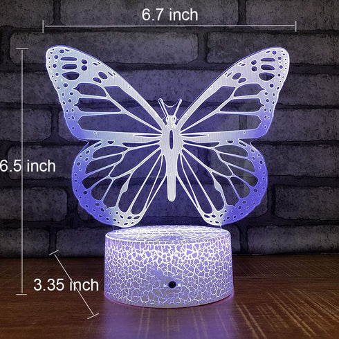 Butterfly Night Light, Birthday Gift for Girls 3D Illusion Lamp Kids Bedside Lamp with 16 Colors Changing Remote Control Butterfly Toys Girls Gifts