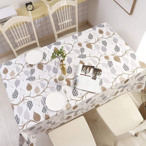 Heavy Duty Vinyl Tablecloth with Flannel Backing Waterproof Oil-Proof PVC Table Cloth Stain-Resistant Wipeable Rectangle or Square Table Cover for Indoor and Outdoor (Leaves, 60X102 Inch)