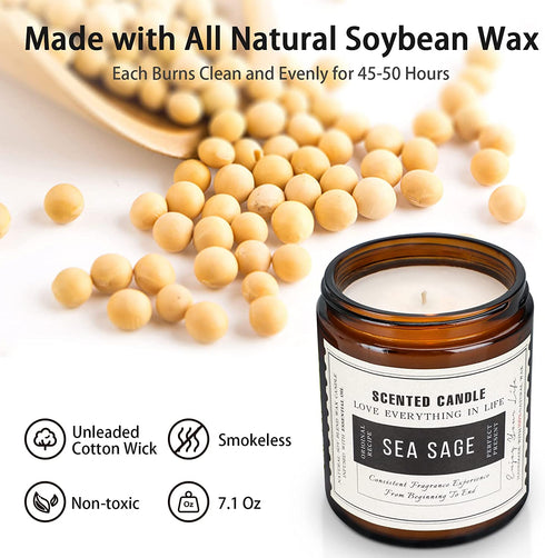 Sage Candles for Cleansing,2 Pack Soy Candles for Home Scented,14.4 Oz 100H Burning, Scented Candles Gift Set for Women Mother's Day Birthday Thanksgiving