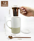 Mora Ceramics Tea Cup with Loose Leaf Infuser, Spoon and Lid, 12 oz, Microwave and Dishwasher Safe Coffee Mug - Rustic Matte Ceramic Glaze, Modern Herbal Tea Strainer - Great Gift for Women, Limestone