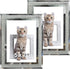 5x7 Glass Picture Frame Sparkle Mirror Edge Photo Frame for Tabletop Set of 2