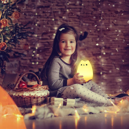 Cat Lamp, 16 Colors Remote Control Silicone Cute Kitty Night Light for Kids Toddler Baby Girls Bedroom