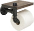 EXCELLO GLOBAL PRODUCTS Industrial Toilet Paper Holder with Rustic Wooden Shelf and Cast Iron Pipe Hardware for Bathroom, Washroom