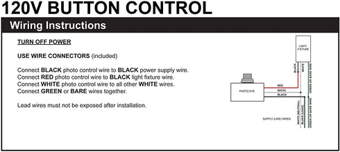 Solus SPC-688 120V Automatic Dusk to Dawn Photocell Photo Control Light Sensor Switch for Hardwire Outdoor Lamp Posts, Works with Most Fixtures and Bulbs, Black