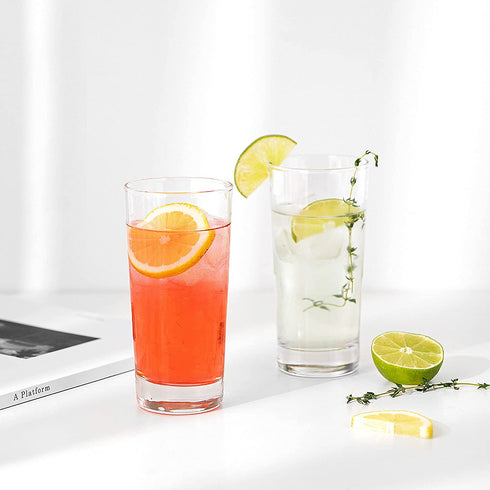 GoodGlassware Highball Glasses (Set of 4) 13.5 oz - Tall Drinking Glass with Heavy Base - for Water, Juice, Cocktails, and Beverages - Dishwasher Safe, Perfect for Kitchen & Bar