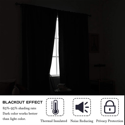 Blackout Bedroom Curtains for Small Windows - 45 Inch Navy Rod Pocket Thermal Insulated Block Out Soundproof Curtains for Living Room Set of 2 Panels ( Navy Blue 42x45 )