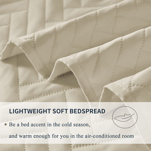 SEMECH Queen Beige Quilt, Queen Sized Bedspread, Beige Bedspread Quilt 3pcs Including 1 Quilt and 2 Shams 100''x106'' (Full / Queen, Sand Beige)