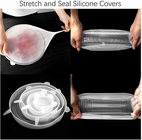 12PCS Round and Square Silicone Stretch Lids,BPA Free Different Sizes Bowl Lids Food Cover Reusable Keep Food Freshing
