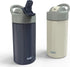 Zak Designs Planeterra Ivory & French Navy 18 oz Set of 2 Reusable Straw Water Bottle with Built-In Handle for Travel, Made with Durable Plastic