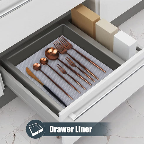 GOTECHBO Shelf Liner Clear, Waterproof Cabinet Liners, 17.7" x 181 Inch Non-Adhesive Easy to Cut Kitchen Drawer Liners Also Used as Pantry Cabinet Liner, Storage Liners