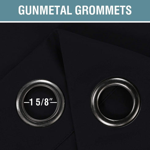 100% Blackout Curtains for Bedroom Thermal Insulated Light Blocking Curtain 84 Inch Long Grommet Window Treatment Panel for Living Room/Patio Door, Solid in Jet Black (One Panel)