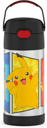 THERMOS FUNTAINER 12 Ounce Stainless Steel Vacuum Insulated Kids Straw Bottle, Pokemon