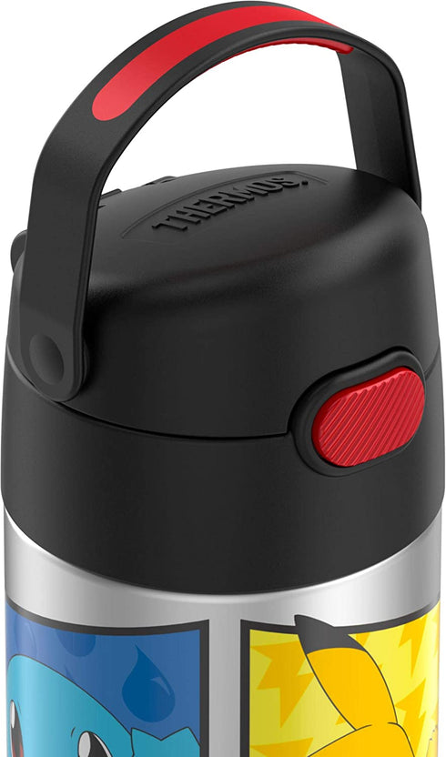 THERMOS FUNTAINER 12 Ounce Stainless Steel Vacuum Insulated Kids Straw Bottle, Pokemon
