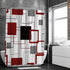 Black and White Shower Curtain Grey and Red Geometric Check Modern Shower Curtain Sets for Bathroom Decor Fabric Shower Curtain Waterproof with 12 Hooks, 72"x72"