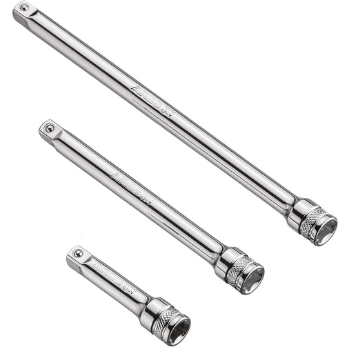 ARES 70243 - 3-Piece 1/4-Inch Drive Socket Extension Set - Includes 2-Inch, 4-Inch and 6-Inch Extensions - Premium Chrome Vanadium Steel with Mirror Finish